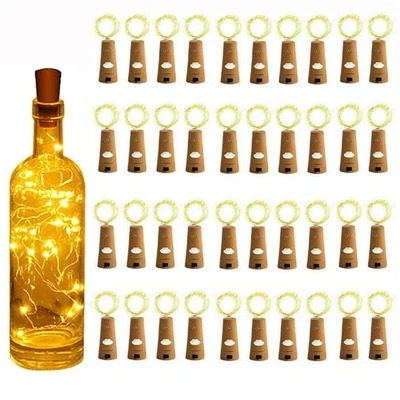 Luces para Botella de Vino con Corcho Funciona con Pilas 20 LED Forma de Corcho Lámpara de Fiesta de Navidad Foto 1 de 4