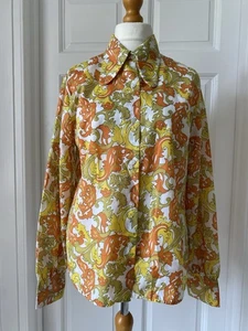 Vintage 70’s Long Collar Long Sleeve Shirt Size 12-14 - Picture 1 of 5