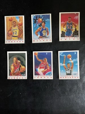 Juego de 6 cartas Fleer 91-92-todos los errores-raro-Jordan, Magic, Robinson, Barkley, Ewing Foto 1 de 4