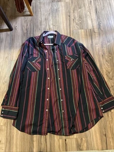 Vintage Herren Karman Streifen Perlen Druckknopfleiste Anzughemd Gr. 1XT-37 - Bild 1 von 5