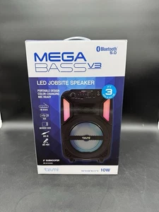 Tzumi Megabass Altoparlante Cantiere Bluetooth Nero V3 Karaoke LED Nuovo con Scatola - Foto 1 di 11