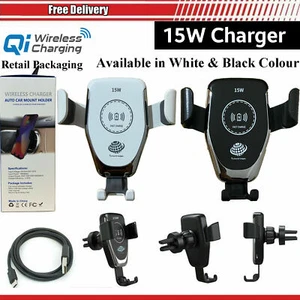 Wireless Car Phone Charger Fast 15W Charging Car AC Vent Holder Automatic Sensor - Picture 1 of 15