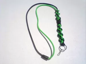 Paracord DNA Braid Lanyard Hand Made Neon Green and Black with a key Fob - Picture 1 of 4