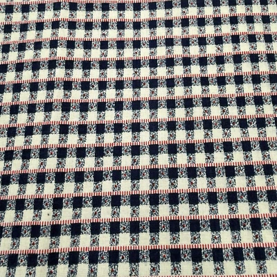 Vintage Fabric Traditions Quilting Cotton Plaid Check 1994 2 yards x 44" Navy - Image 1 of 4
