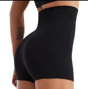 Womens Black Athletic Compression Shorts One Size - Picture 1 of 7