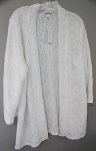 NWT CJ BANKS WOMEN'S WHITE 3/4 SLEEVE OPEN FRONT JACKET CARDIGAN SZ 0X (XL) - Picture 1 of 2
