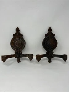 Paar Art Deco Gusseisen verziert Doppelarm Wandleuchten zur Reparatur - Bild 1 von 14