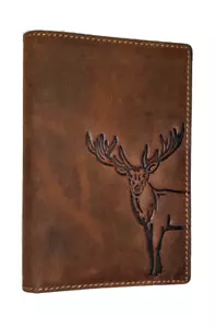 Ausweisetui Brieftasche Jagd Hirsch Jagdschein WBK Naturleder Büffelleder robust - Bild 1 von 6