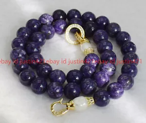 Natural 10mm Purple Charoite Crystal Round Beads Gemstone Necklace 16-28" - Picture 1 of 17