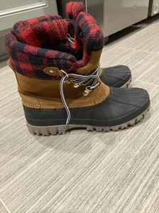 J. Crew Nubuck Red Plaid Flannel Winter Duck Boots H1891 Women's 9M - Picture 1 of 9
