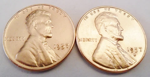 1957 P & D Lincoln Wheat Cent / Penny Coin Set (2 Coins)  **FREE SHIPPING** Cover
