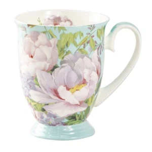 Stechcol Gracie Bone China Peony Bloom Blue Coffee /Tea Mug Set Of 4 - Picture 1 of 1