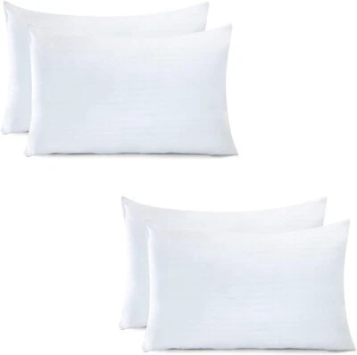 Hotel Quality Satin Stripe Pillows Ultra Soft Breathable Hollowfibre Filled 4X - Image 1 of 4