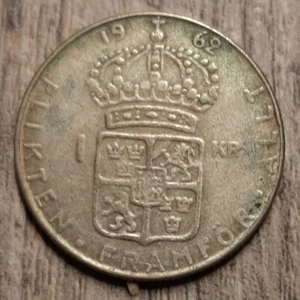 Sverige/ Schweden 1 Krone 1962 Gustav VI Adolf Silber - Bild 1 von 2