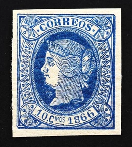 Isabel II -10 centimos. 1866. Colonia Cub. Nuevo, Goma original - Picture 1 of 1