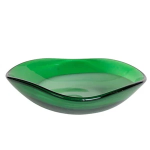 Art Glass Dish/Bowl Green White 8” - Picture 1 of 6