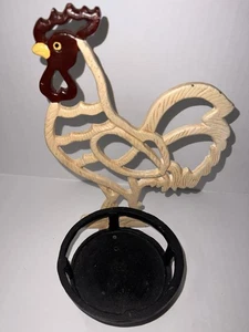 Vintage Cast Iron Rooster Chicken Candle Holder Rustic Farmhouse 8 1/4” - Picture 1 of 5