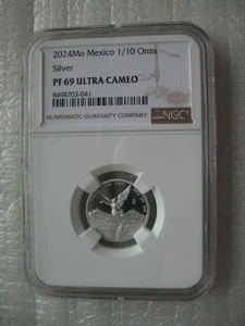 Mexico 2024 Libertad Silver Proof Coin 1/10 Onza NGC PF69 - Picture 1 of 4