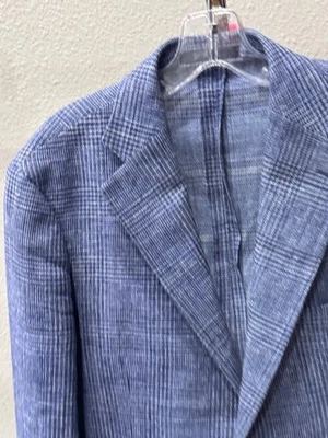 Proper Cloth MINT Blue Plaid Wool Linen Jacket Coat 40 R  - Image 1 of 4