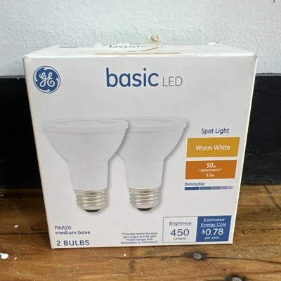 GE 50-Watt PAR20 LED Flood Lights - 450 Lumens 2 Bulbs Dimmable Warm White - Image 1 of 2