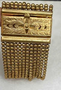 Victorian Antique Multi Strand Gold Tone Brass Ball Bracelet Box Clasp-7” Long - Picture 1 of 14