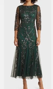 Pisarro Nights Illusionsärmel Perlen A-Linie Kleid Dress formell verziert grün - Bild 1 von 24