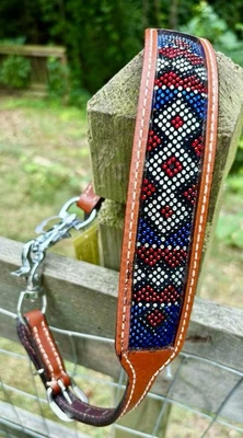 Crystal Beaded Western Leather WITHER STRAP For Breast Collar Horse Tack - Image 1 of 4