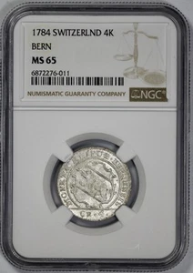 1784 Switzerland 4 Kreuzer Bern NGC MS 65 - Picture 1 of 4