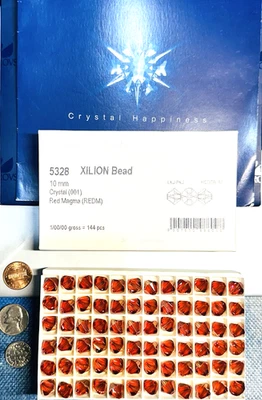 Swarovski 5328 10mm Crystal Red Magma Austrian Crystal Beads144 packs Sealed New - Image 1 of 3