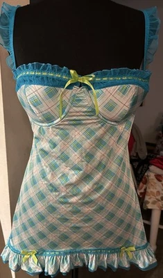 Vtg Victoria’s Secret Y2K (2007)Sexy Little Things Blue Green Plaid Lingerie 36C - Image 1 of 4