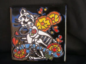 Piastrella Gatto Messicano 6"X6" Giorno dei Morti, Progetto Mi amgo Dia de Los Muertos Cucina - Foto 1 di 6