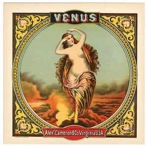 Etichetta cassa caddy VENUS || Alex Cameron & Co., British-American Co., antica - Foto 1 di 1