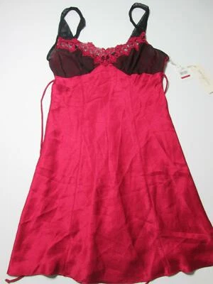 Nuevo con etiquetas Lencería Linea Donatella para mujer talla S Chemise rojo encaje transparente correas anchas Foto 1 de 4