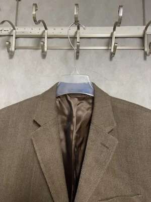 Blazer Ralph Lauren Hombres 42R Marrón Espiga 2B Franela Lana Codera Lujo Foto 1 de 4