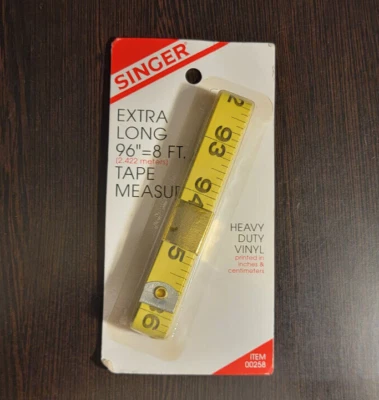 Singer 00258 Extra Long 8 Foot Yellow Heavy Duty Vinyl Tape Measure - Image 1 of 3