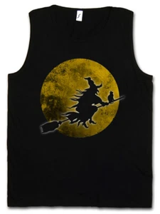 WITCH MOON TANK TOP Walpurgis Night Halloween Broom Besom Cat Blocksberg - Picture 1 of 1