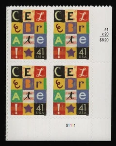 #4196 41c Celebrate, Plate Block [S1111 LR] Mint **ANY 5=FREE SHIPPING** - Picture 1 of 1