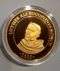 Martin Luther Gedenk Münze - mit 24 Karat Gold veredelt, Limitierte Auflage! - Bild 1 von 3