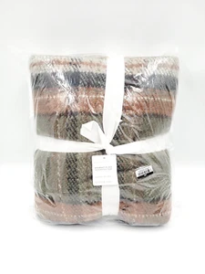 Pottery Barn Stewart Plaid Faux Fur Back Throw Blanket Loden 50 x 60 NEW - Picture 1 of 6