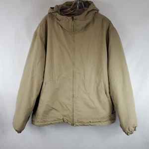 Dockers Tan Khaki Fleece Interior Hooded Lng Slv Zipper Closure Mens Jacket XL - Picture 1 of 16