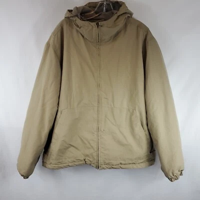Dockers Tan Khaki Fleece Interior Hooded Lng Slv Zipper Closure Mens Jacket XL - Image 1 of 4