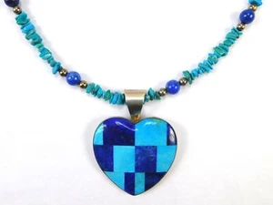 Jay King DTR Lapis Sterling Silber Türkis Herz Halskette Schmuck - Bild 1 von 16