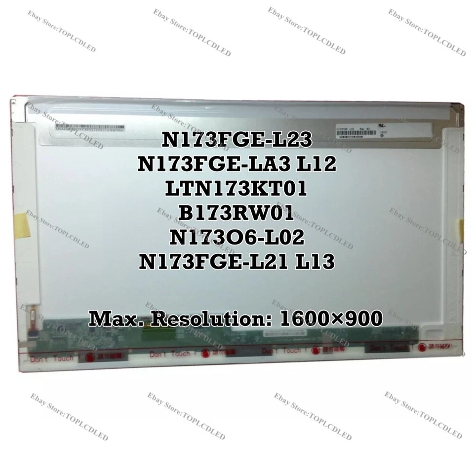 N173FGE-L23 fit N173FGE-LA3 L12 LTN173KT01 B173RW01 N173O6-L02 N173FGE-L21 L13 - Image 1 of 1