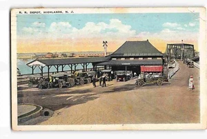 jwk08c: RR DEPOT HIGHLANDS NJ MONMOUTH CO., Postcard 1929 postmark - Imagen 1 de 2
