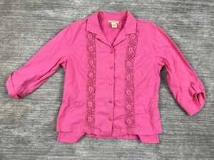 Top donna Bechamel rosa medio manica lunga 100% cotone con bottoni - Foto 1 di 11
