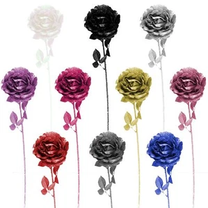¡Rosa única grande brillante pesada! Flores brillantes seda brillante artificial - Imagen 1 de 44