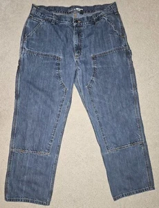 CARHARTT Men’s 40 x 30 Blue Denim Double Knee Logger Jeans Loose Fit  BD4944 - Picture 1 of 4