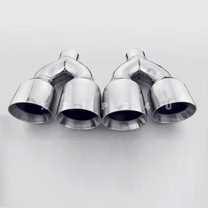 Puntas de escape de doble pared de acero inoxidable pulido cuádruple de 4" para entrada BMW M3 M4 M5 M6 2,5" - Imagen 1 de 9