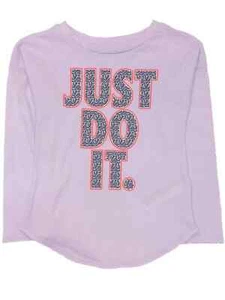 Nike Girls Purple & Orange Athletic Long Sleeve Just Do It Work Out Tee - Picture 1 of 1