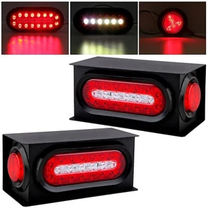 2Pcs Trailer Lights Steel Boxes Housing Kit, 6 Inch Oval Led Trailer Tail Lig... - Picture 1 of 7